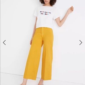 Madewell Emmett mustard wide leg jeans